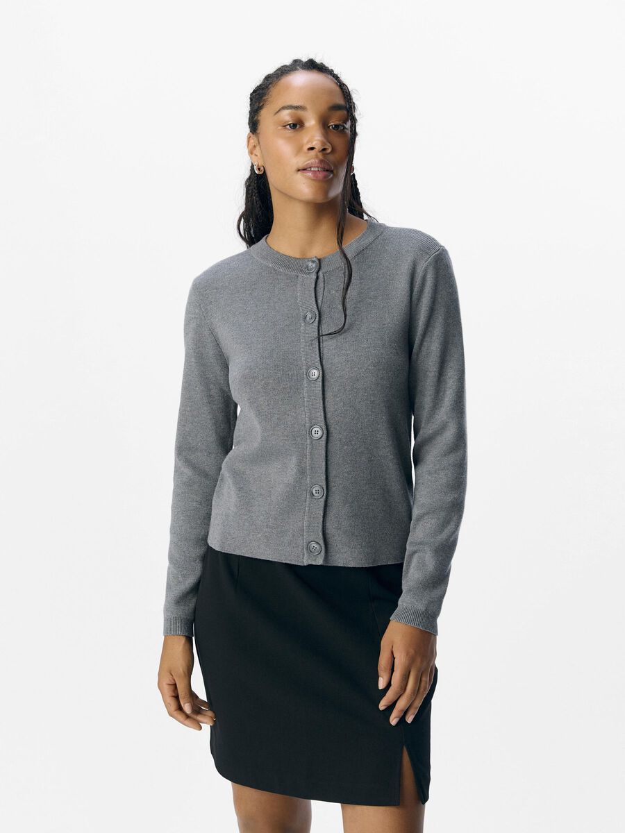OBJECT OBJESTER  KNITTED CARDIGAN, Medium Grey Melange, highres - 23044627_MediumGreyMelange_003.jpg