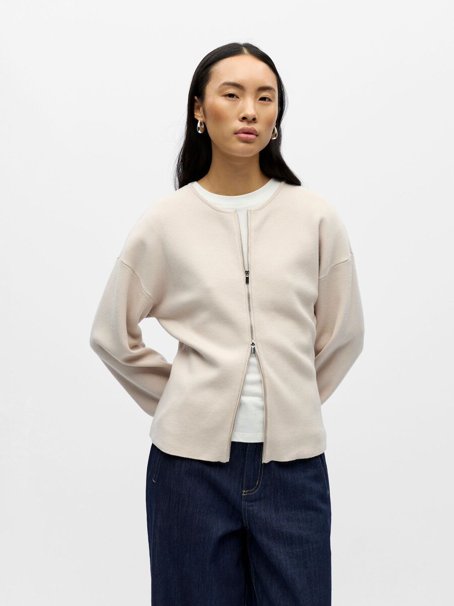 Product carousel image - ZIP-UP CARDIGAN, Silver Gray | 1