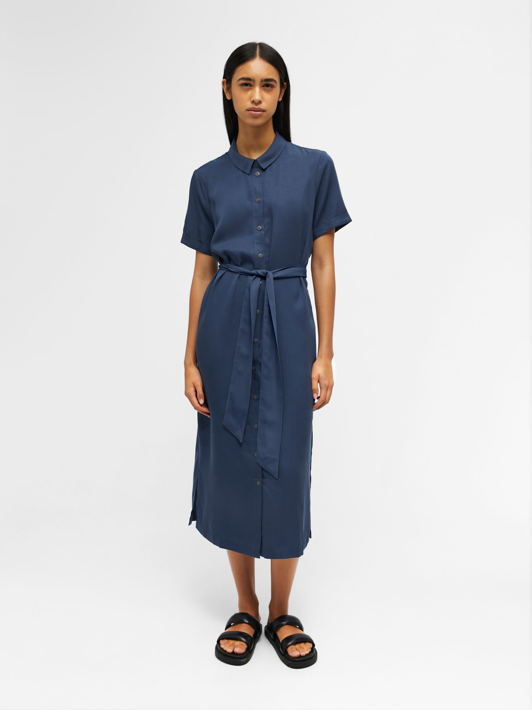 MIDI LENGTE BLOUSEJURK Blau .OBJECT CI Nederland