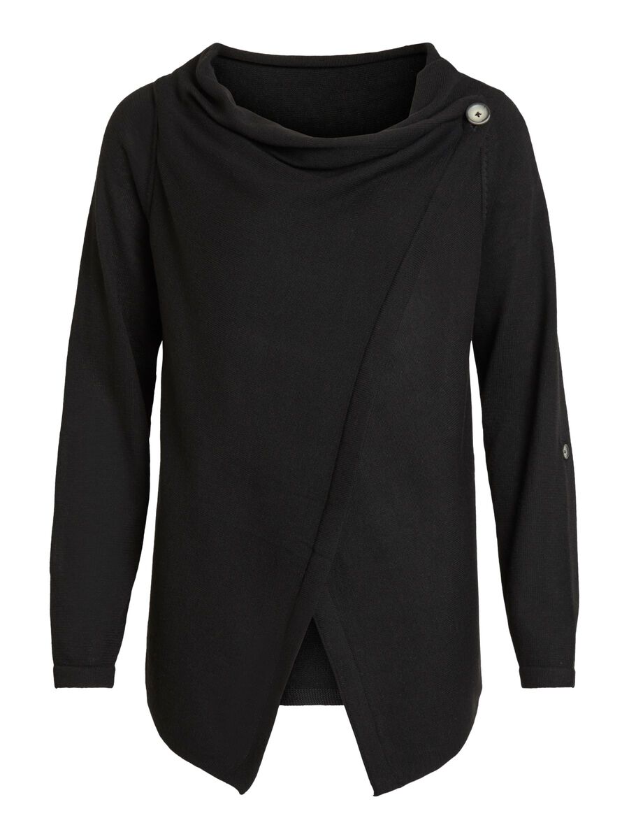 OBJECT WRAP KNITTED CARDIGAN, Black, highres - 23025313_Black_001.jpg