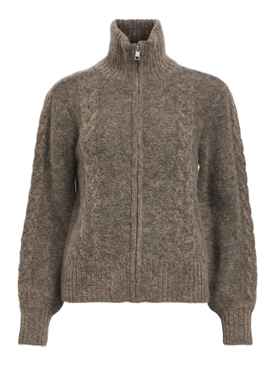 OBJECT ZIP-UP KNITTED CARDIGAN, Morel, highres - 23044658_Morel_1123566_001.jpg