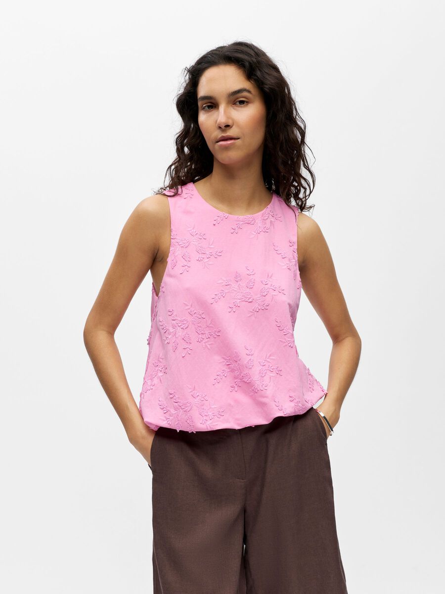 Product carousel image - EMBROIDERED SLEEVELESS TOP, Begonia Pink | 1
