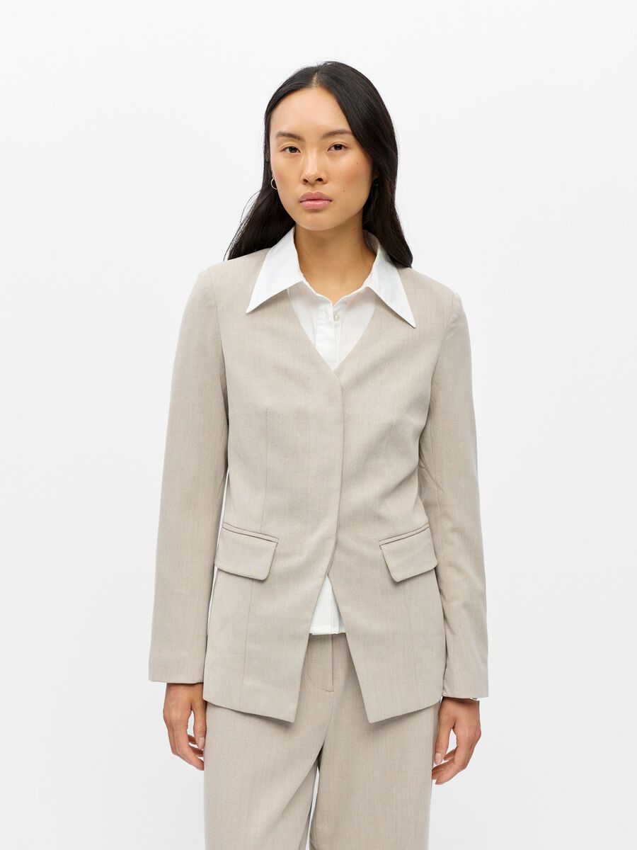 Product carousel image - V-NECK BLAZER, Silver Gray | 1