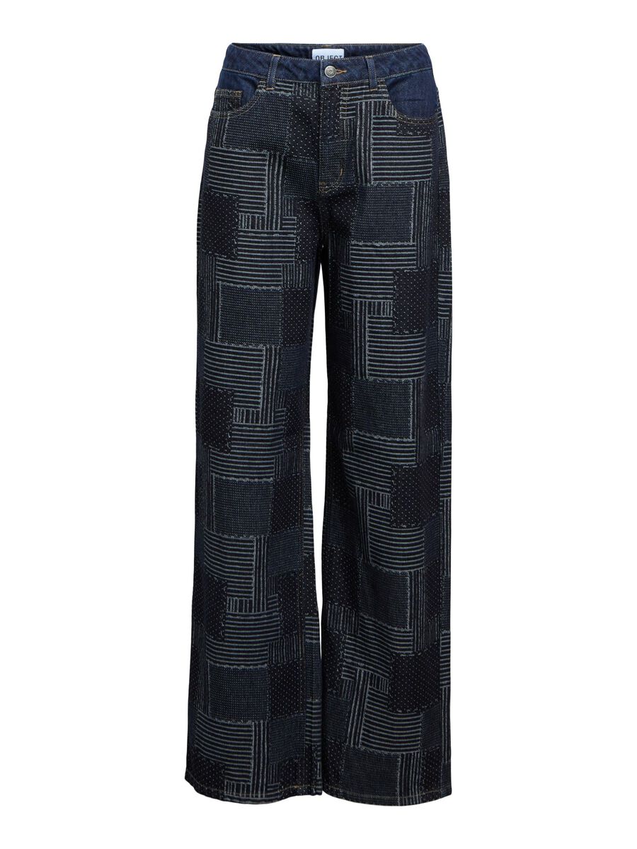OBJECT PATCHWORK WIDE FIT JEANS, Dark Blue Denim, highres - 23047615_DarkBlueDenim_001.jpg