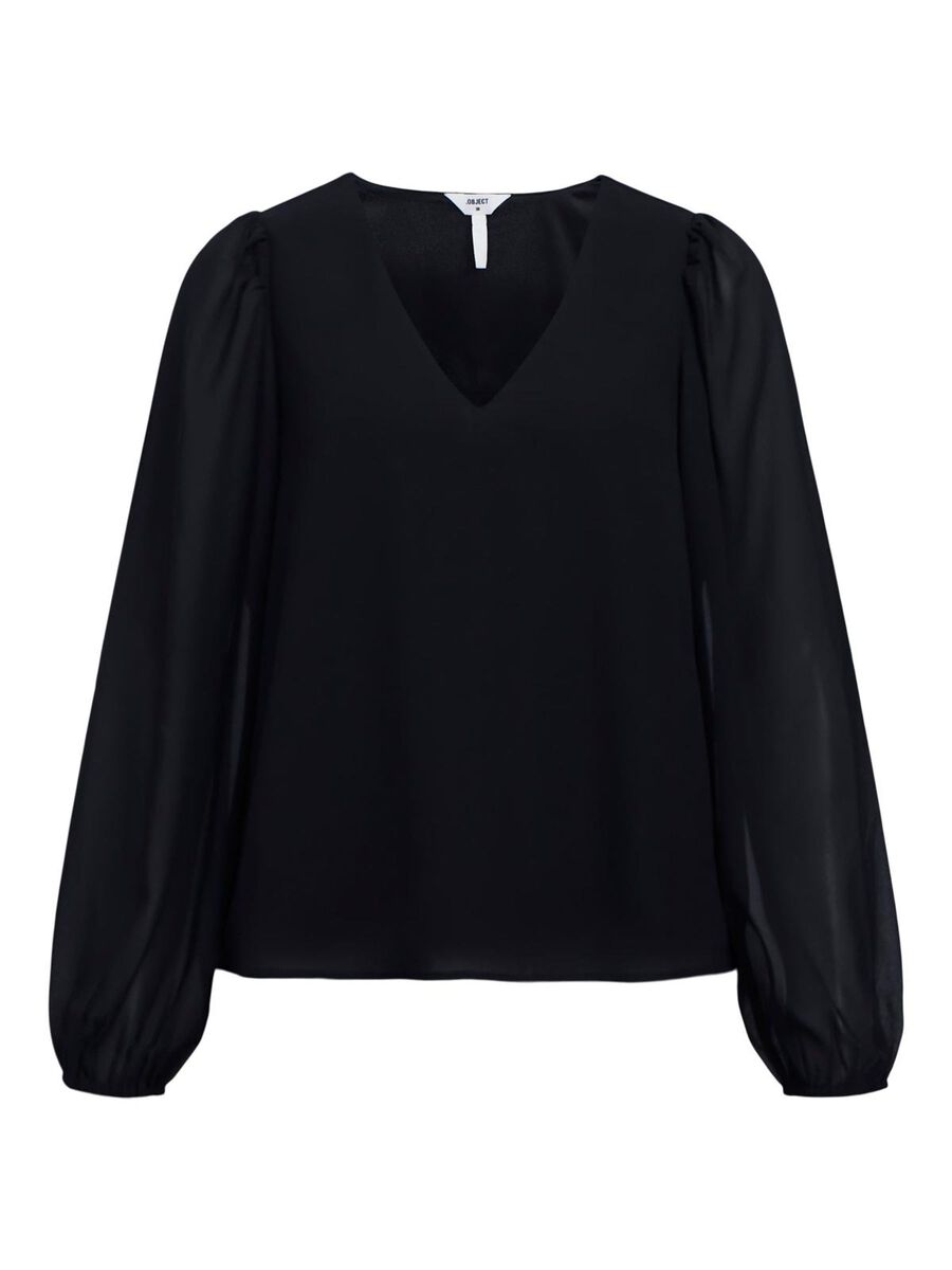 OBJECT V-NECK BLOUSE, Black, highres - 23044681_Black_001.jpg