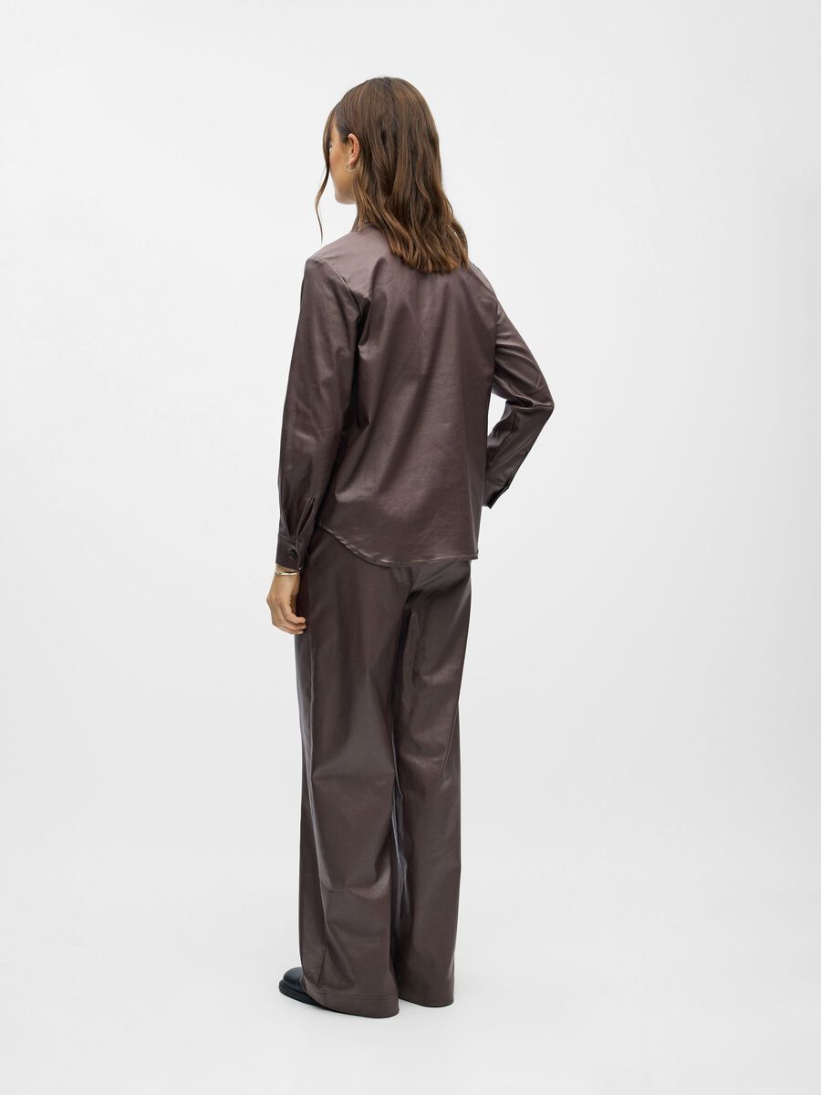 Product carousel image - FAUX LEATHER SHIRT, Seal Brown | 2
