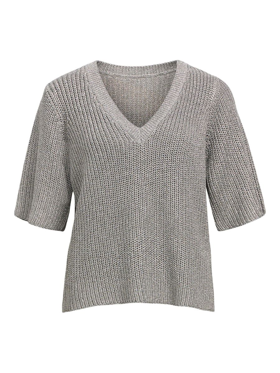 Carousel image - DÉCOLLETÉ EN V TOP EN MAILLE, Silver | 1