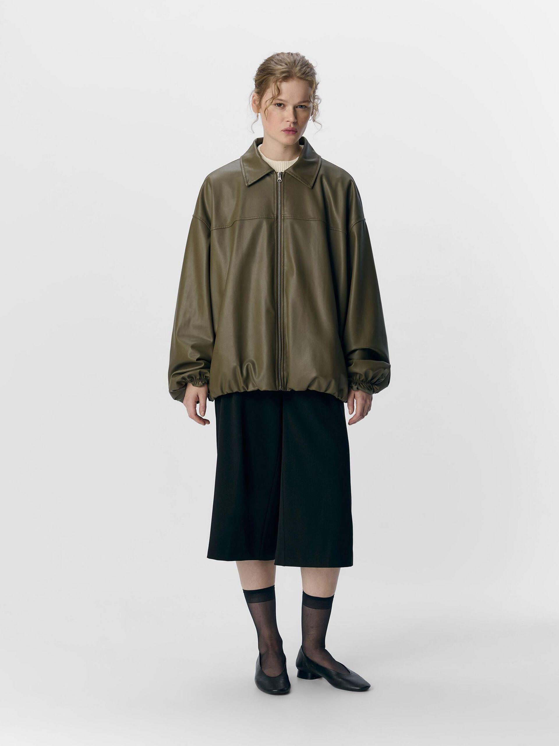 Carousel image - FAUX LEATHER BOMBER JACKET, Capulet Olive | 4