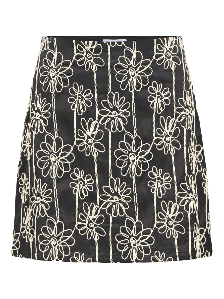 OBJECT EMBROIDERED MINI SKIRT, Black, highres - 23047594_Black_1219146_001.jpg