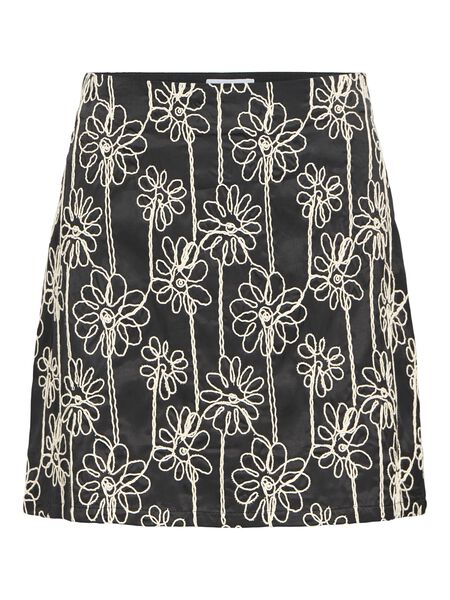 OBJECT EMBROIDERED MINI SKIRT, Black, highres - 23047594_Black_1219146_001.jpg