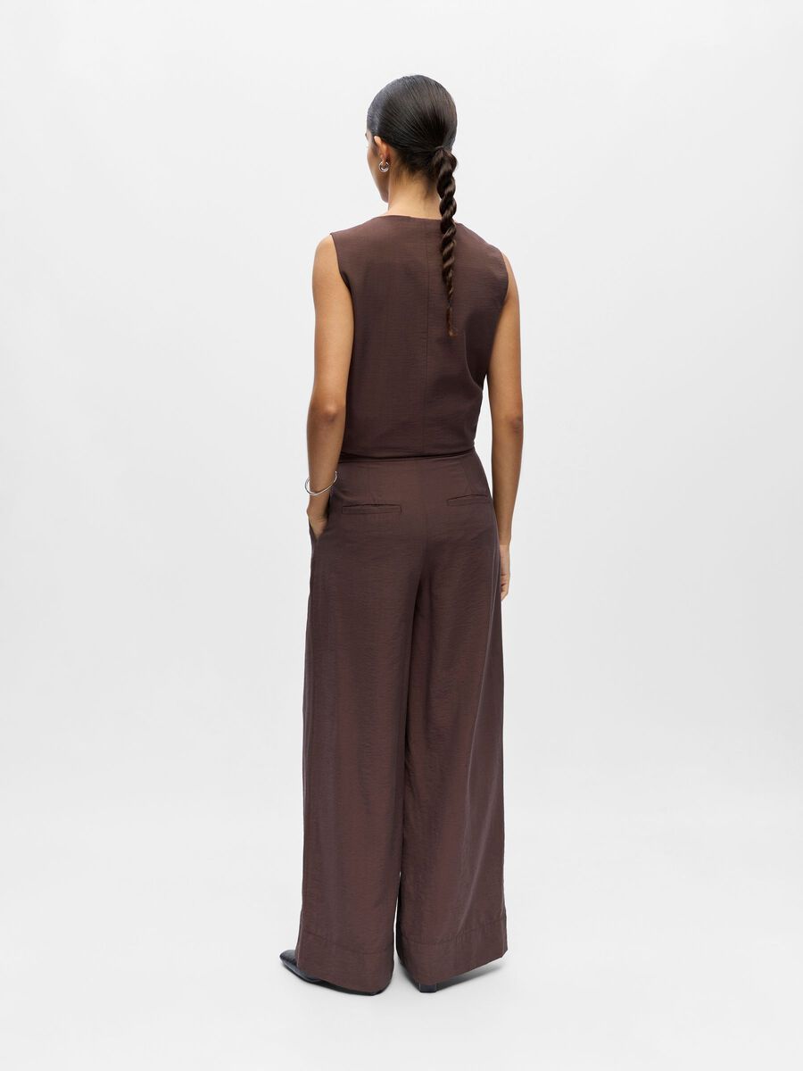 Product carousel image - HIGH WAISTED WIDE-LEG TROUSERS, Seal Brown | 2