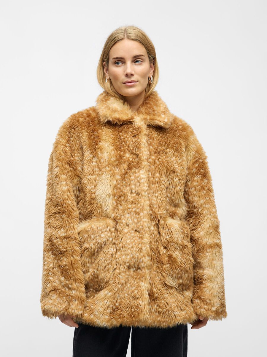 Product carousel image - FAUX FUR COAT, Incense | 1