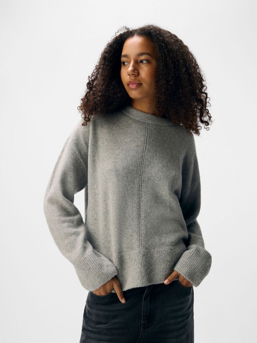 Product carousel image - KNITTED PULLOVER, Light Grey Melange | 4