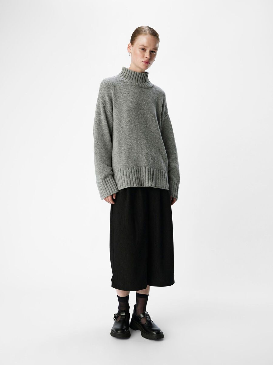 Carousel image - HIGH NECK PULLOVER, Medium Grey Melange | 4