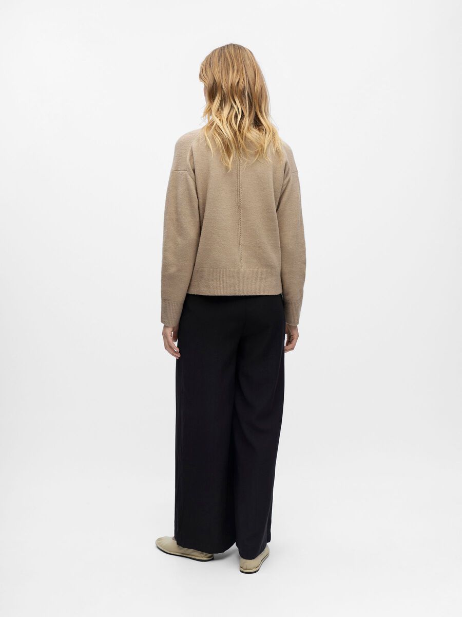 Product carousel image - BUTTON V-NECK CARDIGAN, Desert Taupe | 2
