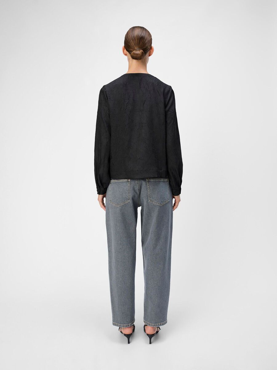 OBJECT STRUCTURED BLOUSE, Black, highres - 23044664_Black_004.jpg