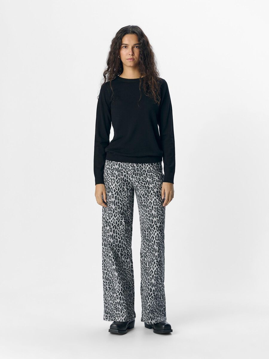 OBJECT LEOPARD PRINT WIDE LEG JEANS, Medium Grey Melange, highres - 23045571_MediumGreyMelange_1151447_005.jpg