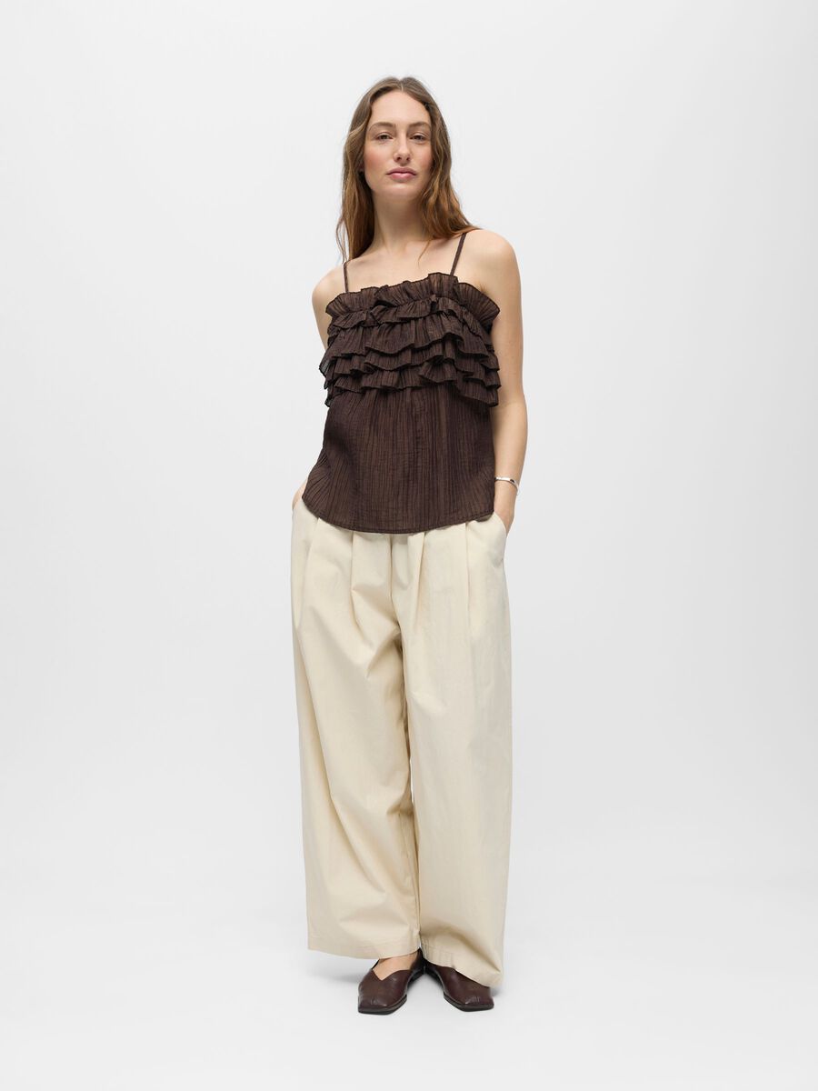 Carousel image - RUFFLED STRAP TOP, Seal Brown | 4