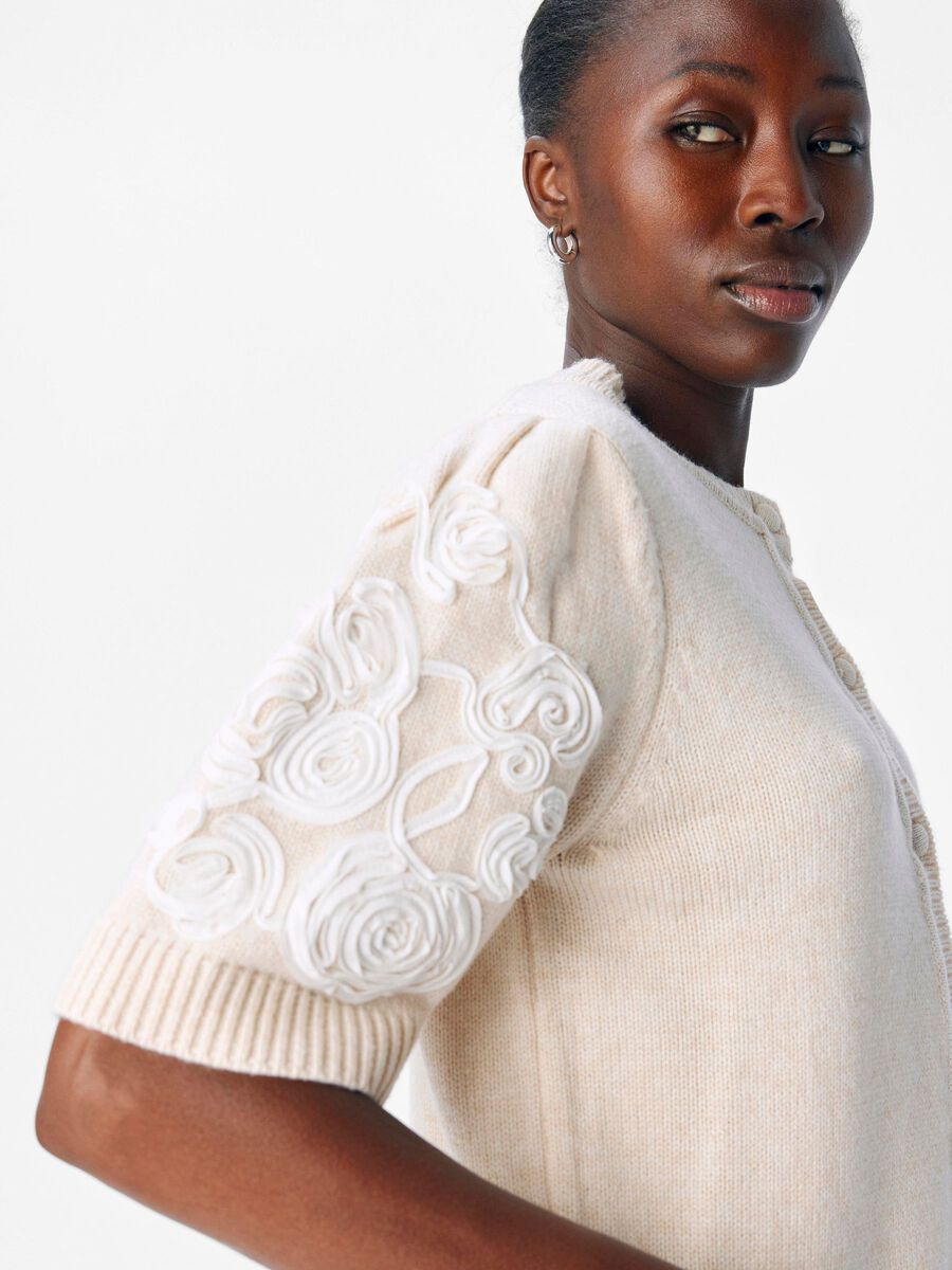 Product carousel image - SHORT SLEEVED KNITTED CARDIGAN, White Sand | 3