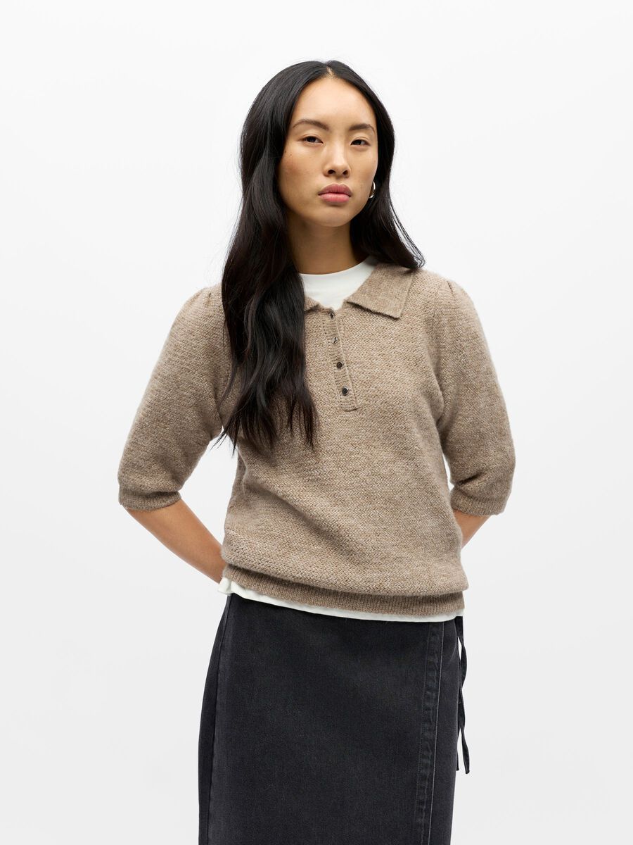 Product carousel image - KNITTED POLO SHIRT, Morel | 1