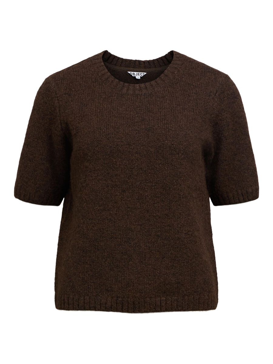 OBJECT SHORT SLEEVED KNITTED TOP, Seal Brown, highres - 23047458_SealBrown_1211719_001.jpg