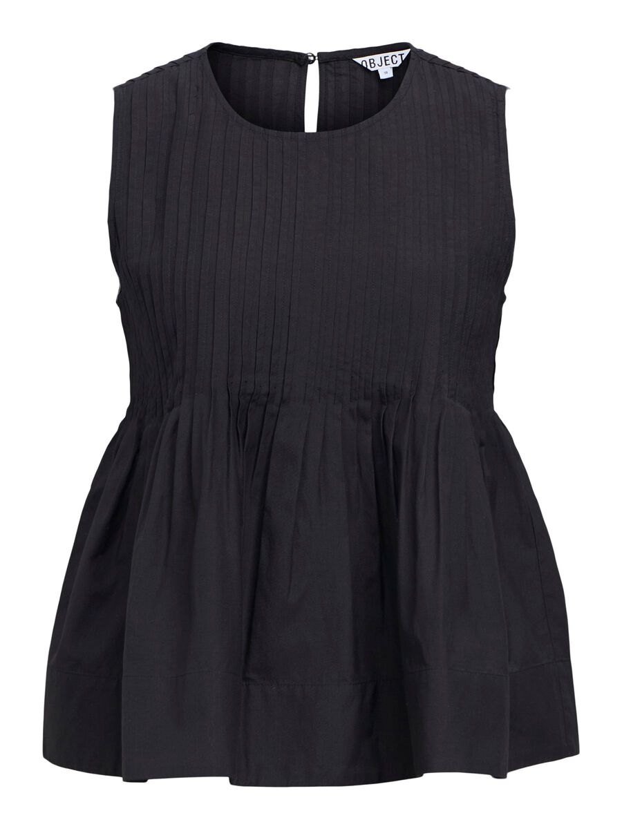 Product carousel image - PLEATED PEPLUM TOP, Black | 2