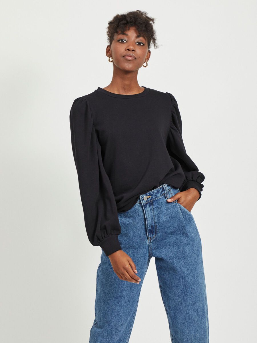 OBJECT PUFF SLEEVED SWEATSHIRT, Black, highres - 23035833_Black_003.jpg