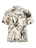 Product image thumbnail - PRINTED REVERE COLLAR T-SHIRT, Sandshell | 1