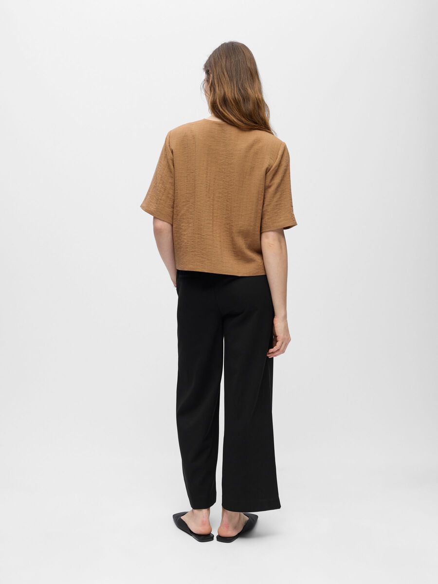 Product carousel image - V-NECK BUTTON BLOUSE, Toasted Coconut | 2