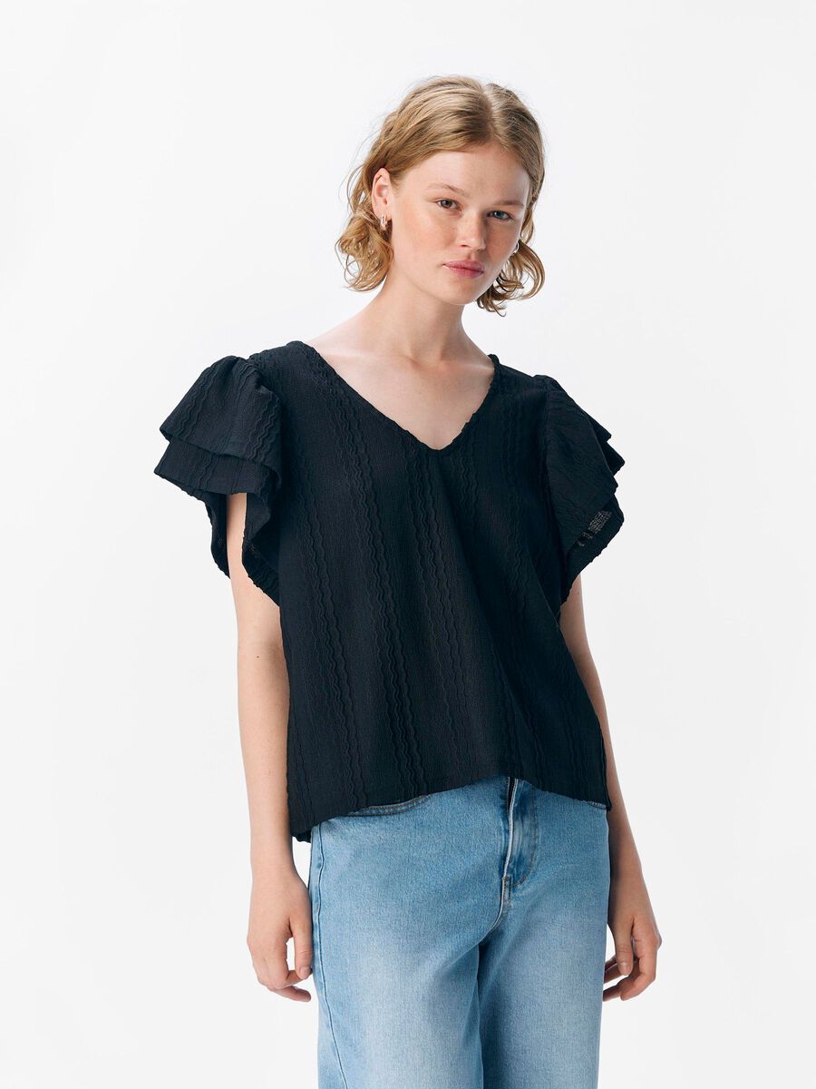 OBJECT V-NECK TOP, Black, highres - 23048091_Black_003.jpg