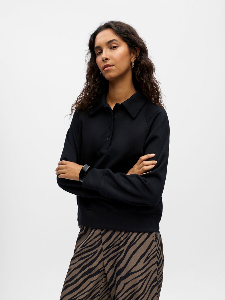 Carousel image - LONG SLEEVED POLO SHIRT, Black | 2