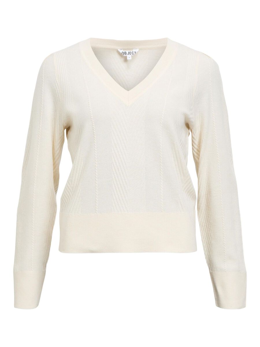 OBJECT V-NECK KNITTED TOP, White Sand, highres - 23046888_WhiteSand_1196379_001.jpg