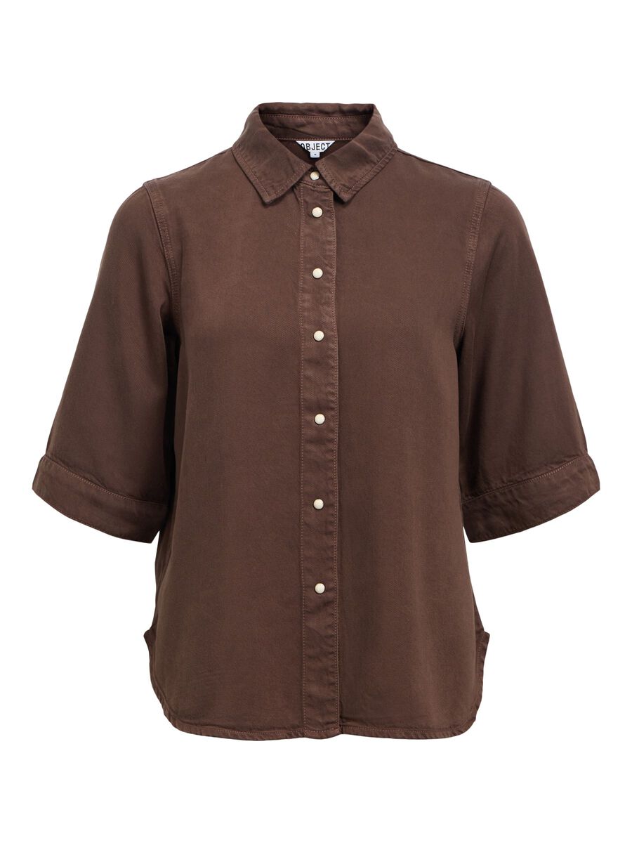 Carousel image - SHORT-SLEEVED DENIM SHIRT, Seal Brown | 1