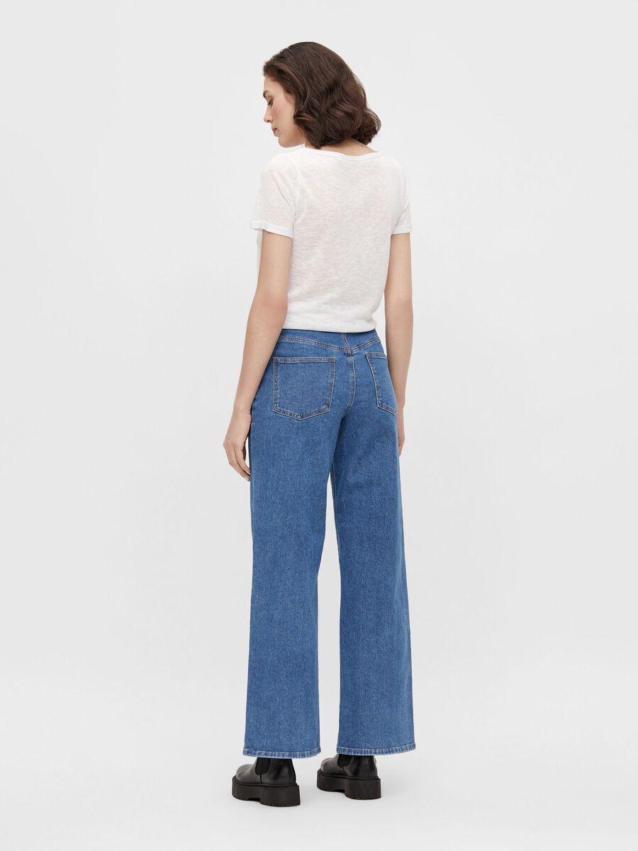 Carousel image - WIDE LEG HIGH WAISTED JEANS, Medium Blue Denim | 3