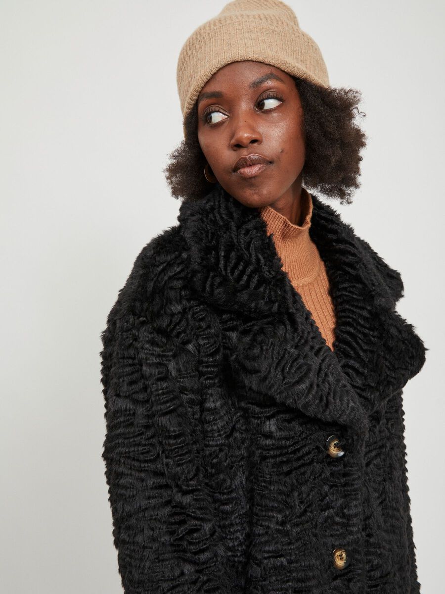 Carousel image - OVERSIZE FAUX FUR COAT, Black | 6