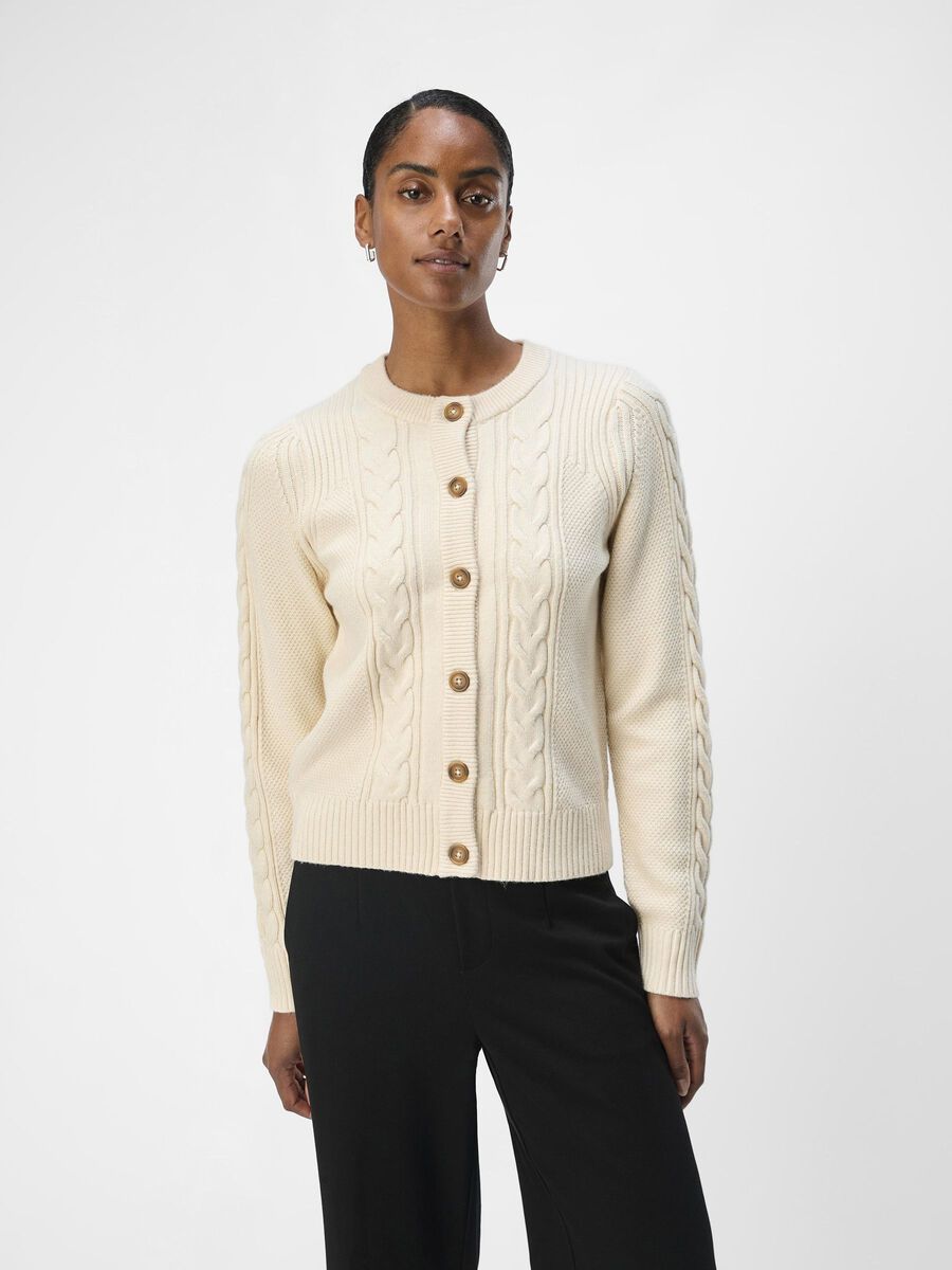 OBJECT CABLE KNIT CARDIGAN, Sandshell, highres - 23044626_Sandshell_1121373_003.jpg