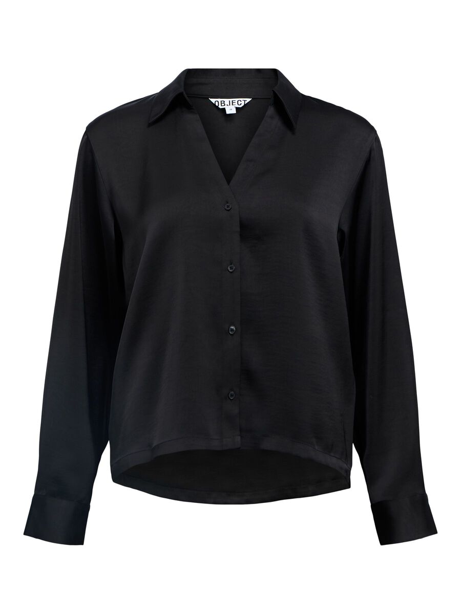 Carousel image - SATIN SHIRT, Black | 1