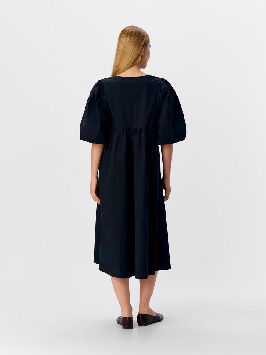 OBJECT PUFF SLEEVED MIDI DRESS, Black, highres - 23047070_Black_004.jpg