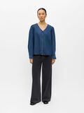 Product image thumbnail - V-NECK BUTTON BLOUSE, Dark Blue Denim | 4