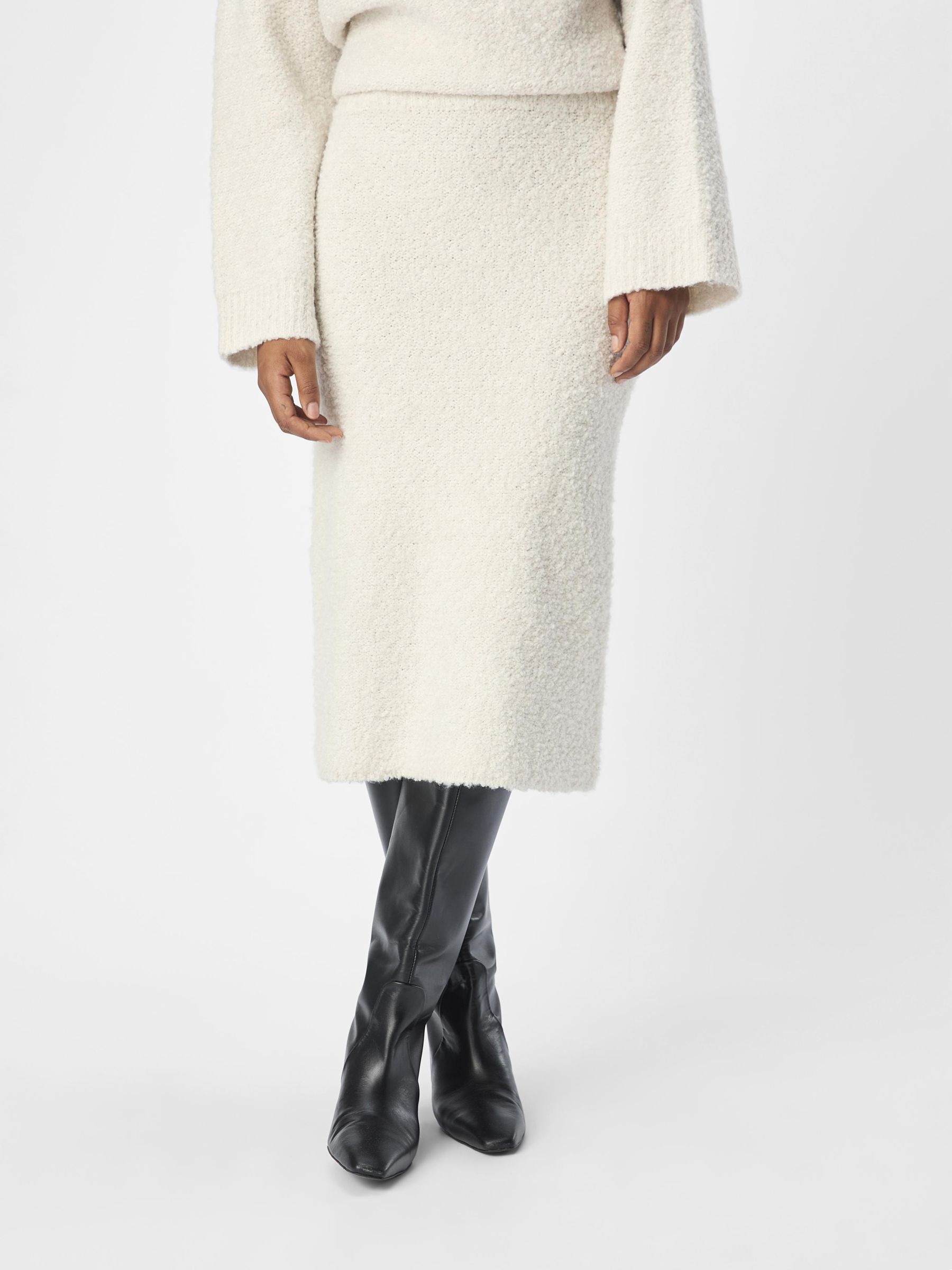 KNITTED MIDI SKIRT White .OBJECT CI Netherlands