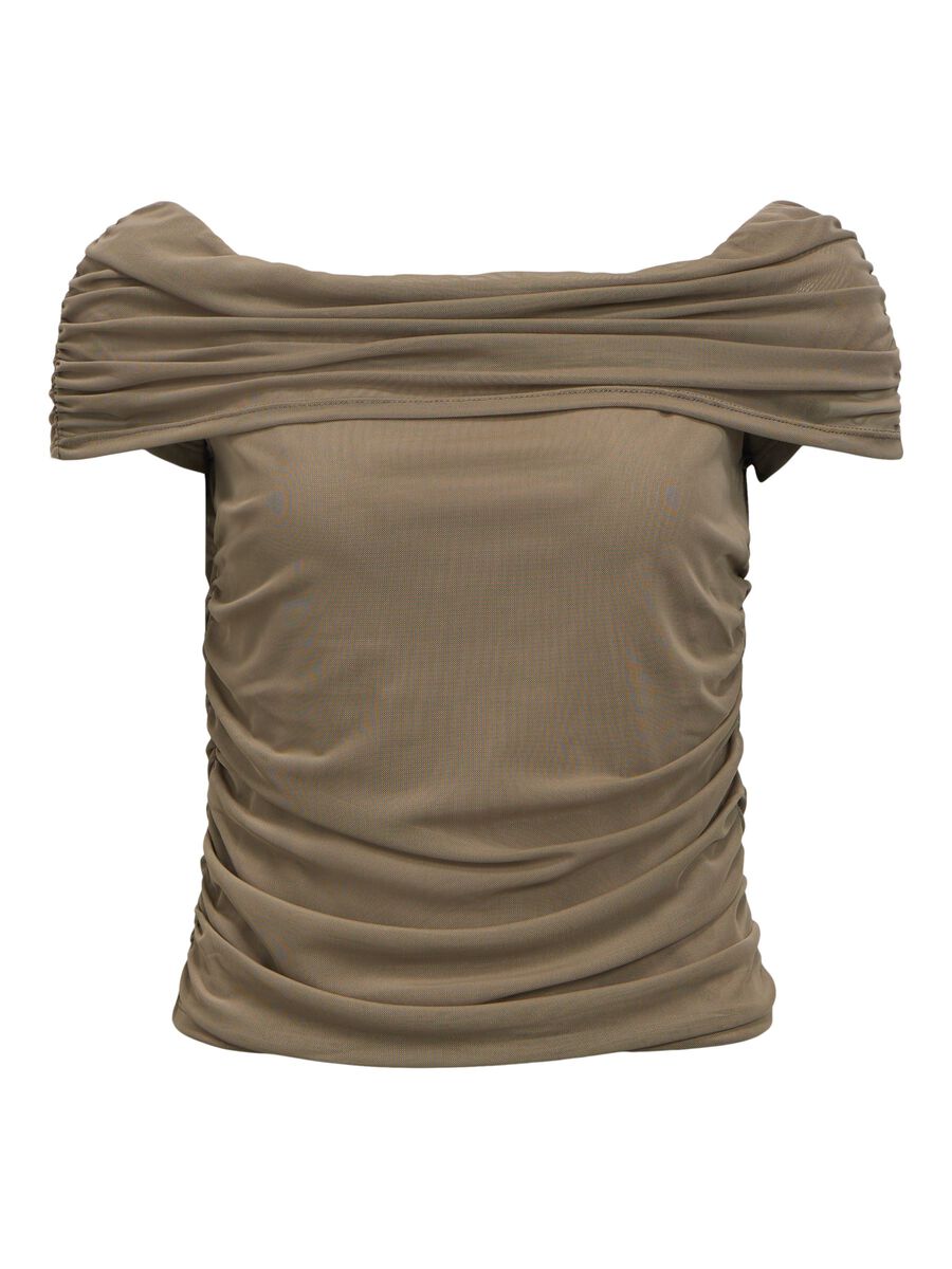 Product carousel image - RUCHED OFF-SHOULDER TOP, Morel | 1