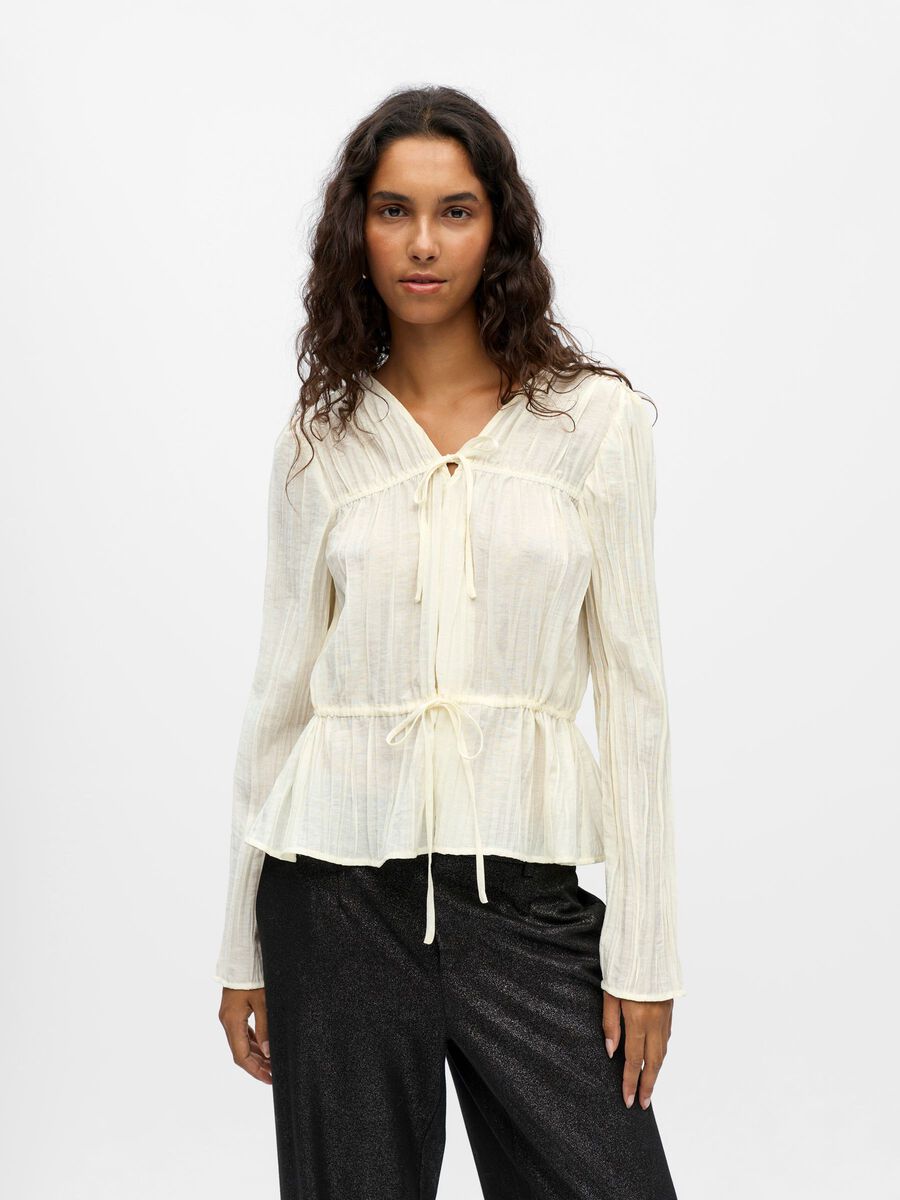 Product carousel image - PEPLUM BLUSE, Sandshell | 1