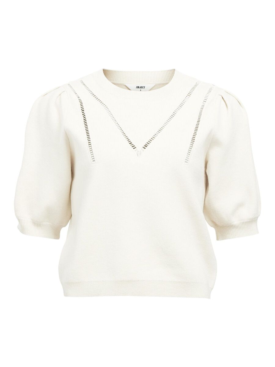 OBJECT PUFF SLEEVED KNITTED TOP, Sandshell, highres - 23044918_Sandshell_001.jpg