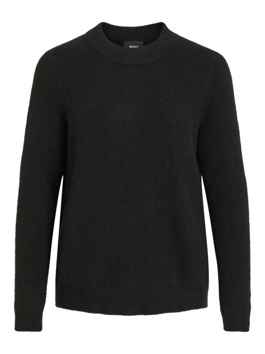 Object Collectors Item ROUND NECK KNITTED PULLOVER, Black, highres - 23030242_Black_001.jpg