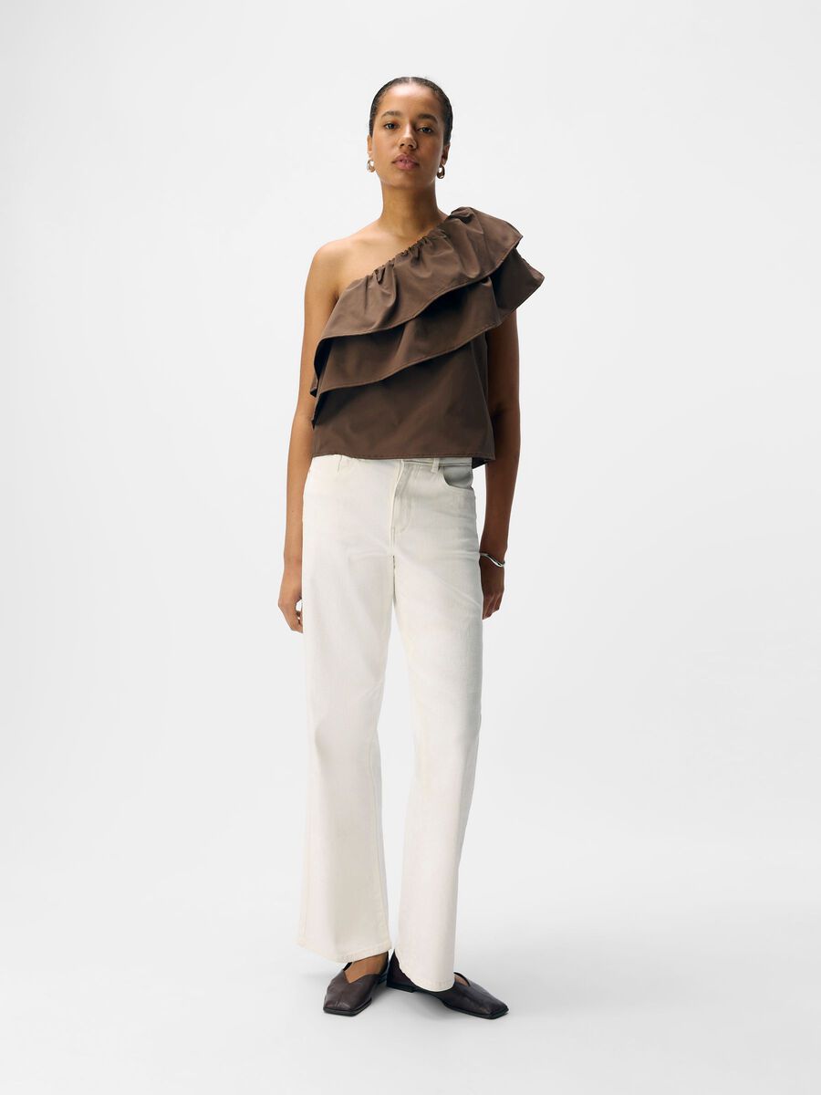 Carousel image - ONE-SHOULDER TOP, Seal Brown | 4