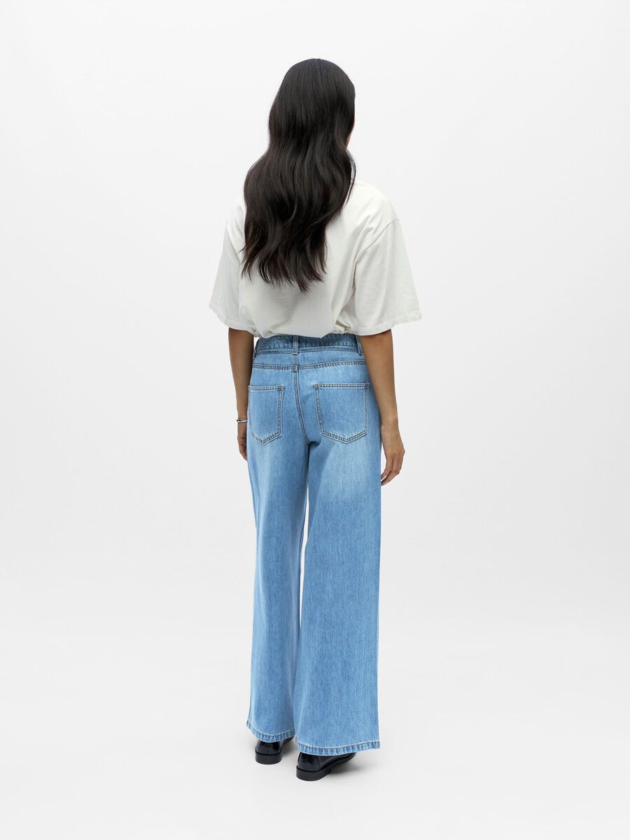 Product carousel image - TIE-WAIST WIDE LEG JEANS, Light Blue Denim | 2