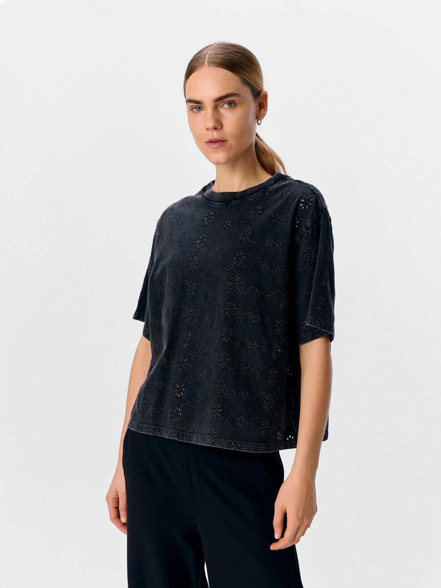 OBJECT BRODERIE ANGLAISE T-SHIRT, Black, highres - 23045297_Black_1150550_003.jpg