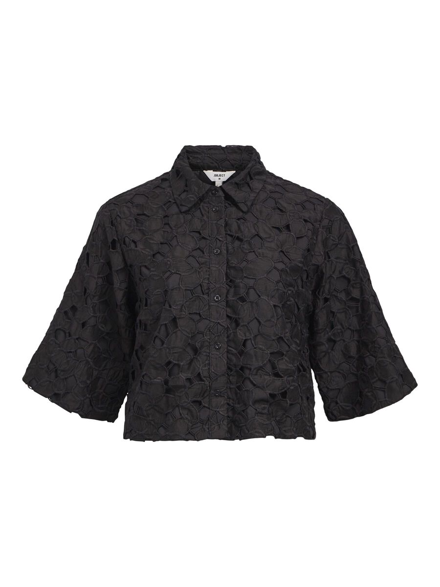 OBJECT BRODERIE ANGLAISE SHIRT, Black, highres - 23045294_Black_001.jpg