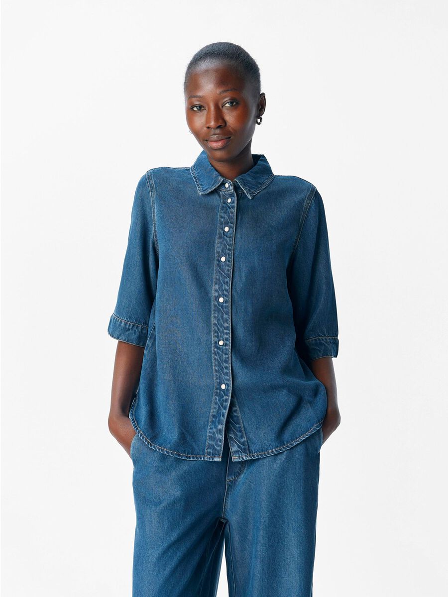 OBJECT À MANCHES COURTES CHEMISE EN JEAN, Dark Blue Denim, highres - 23046164_DarkBlueDenim_1257759_003.jpg
