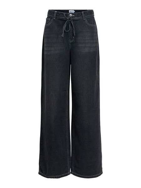 OBJECT TIE-WAIST WIDE LEG JEANS, Black, highres - 23046943_Black_1281985_001.jpg
